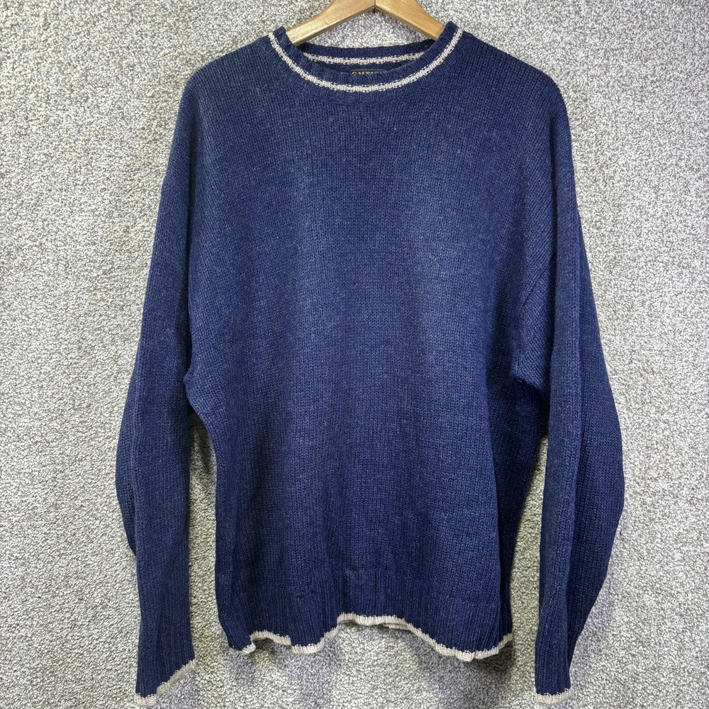 Galyan's Sweater‎ Mens 2XL Blue Shetland Wool Crewneck Knit Pullover Hong Kong